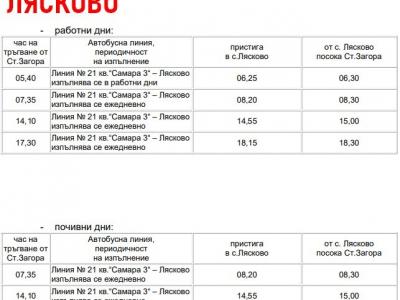 КРАЙГРАДСКИ АВТОБУСНИ ЛИНИИ ДО СЕЛАТА В ОБЩИНА СТАРА ЗАГОРА