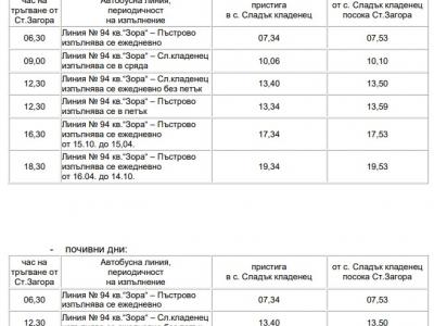 КРАЙГРАДСКИ АВТОБУСНИ ЛИНИИ ДО СЕЛАТА В ОБЩИНА СТАРА ЗАГОРА