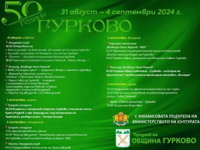 50 години от обявяването на Гурково за град ще бъдат отбелязани с 5–дневно мащабно честване