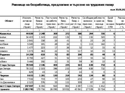 Информация за пазара на труда в област Стара Загора януари-юни 2021 г.