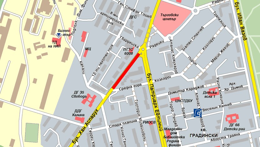 Ограничава се движението по част от ул.  Хан Аспарух , автобусни линии №15 и №23 ще са с обходен маршрут