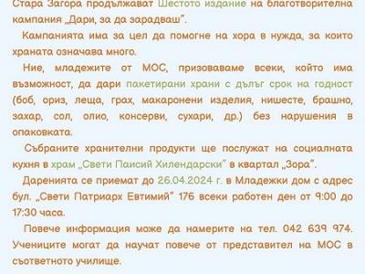 За шести път Младежкият общински съвет организира кампанията  Дари, за да зарадваш”